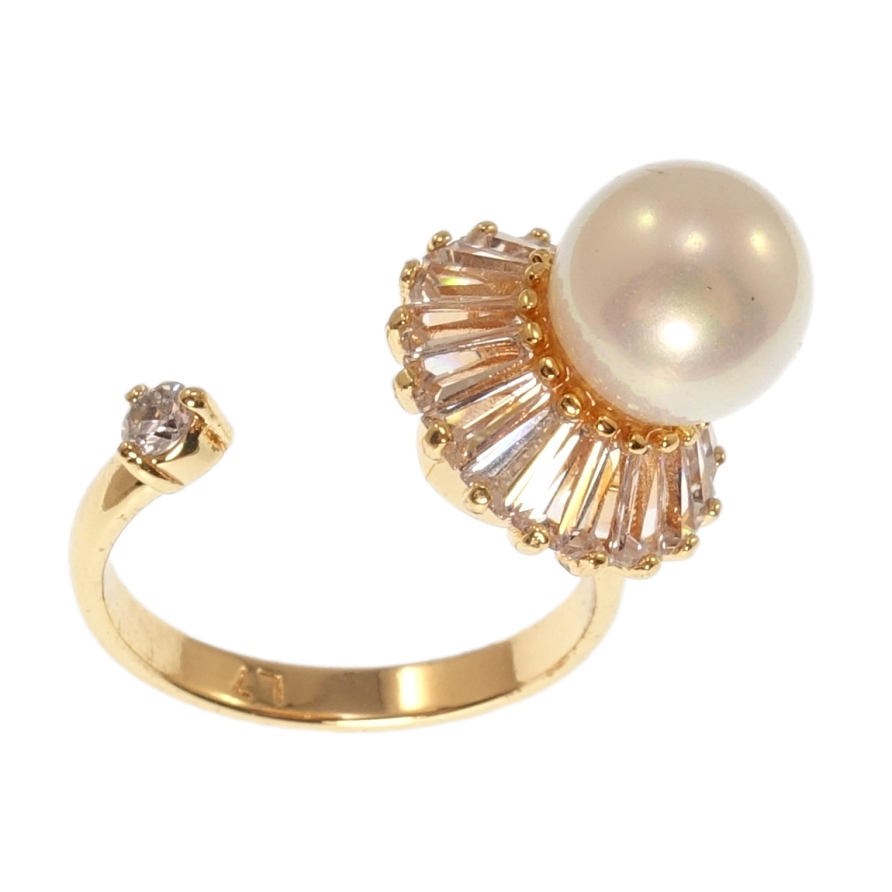 Каблучка Xuping Позолота 18K Квітка, що обертається, з перлиною фото №1