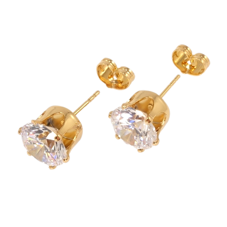 Серьги Xuping Позолота 18K пусеты Кристалл в 6-ти крапановой оправе ø 10мм коронка фото №13