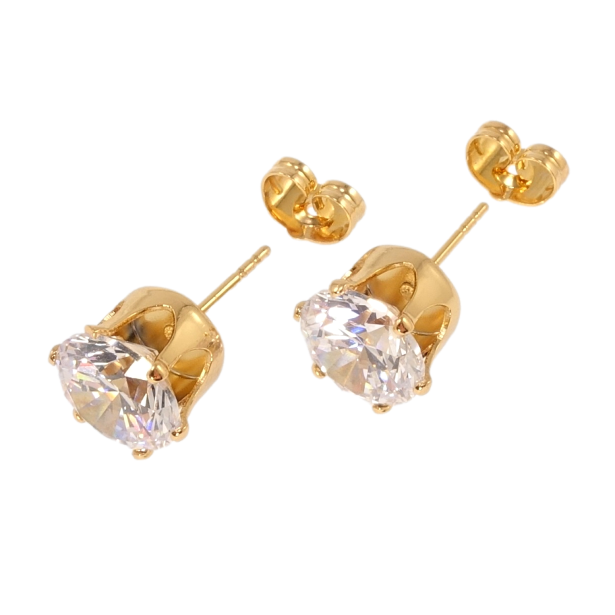 Серьги Xuping Позолота 18K пусеты Кристалл в 6-ти крапановой оправе ø 10мм коронка фото №1