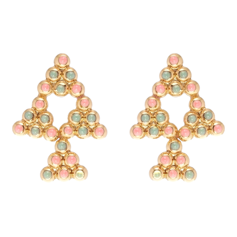 Сережки Xuping Позолота 18K пусети Ялинки з кольоровою емаллю фото №1