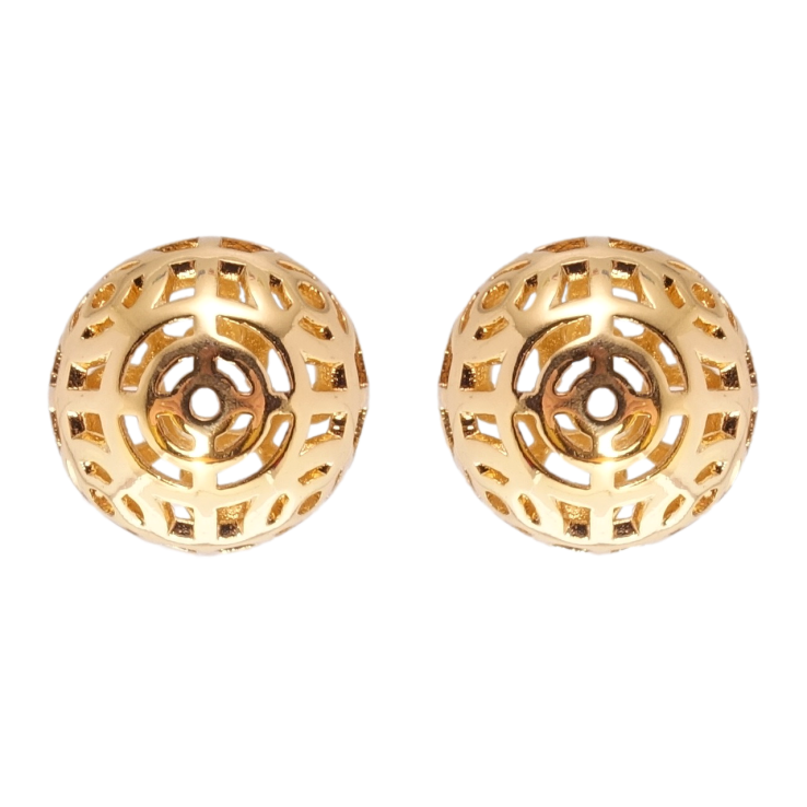 Серьги Xuping Позолота 18K пусеты Полусферы с резным узором ø 14мм фото №11