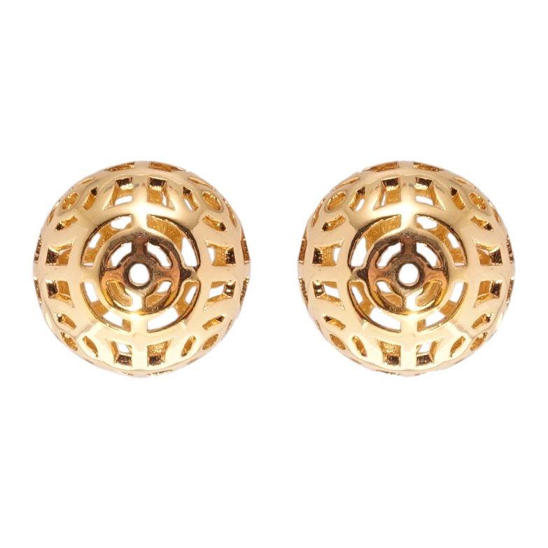 Серьги Xuping Позолота 18K пусеты Полусферы с резным узором ø 14мм фото №1