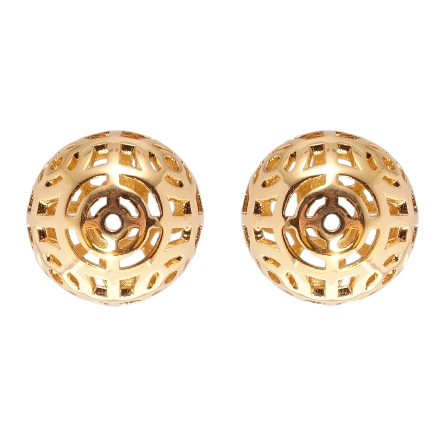 Серьги Xuping Позолота 18K пусеты Полусферы с резным узором ø 14мм фото №1