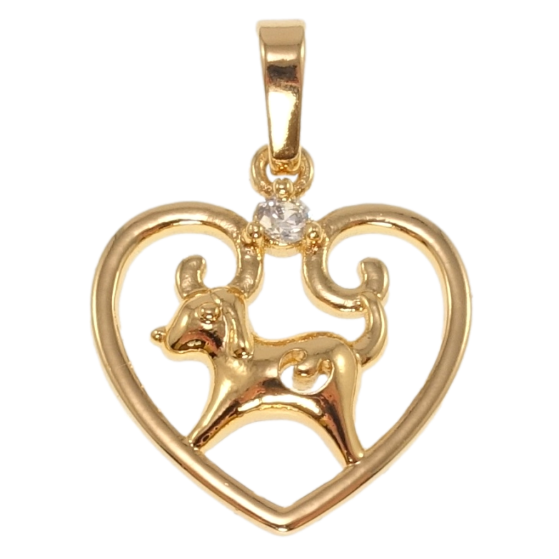 Кулон Xuping Позолота 18K Сердце Знак Восточного Зодиака Собака для цепочки до 6мм фото №1