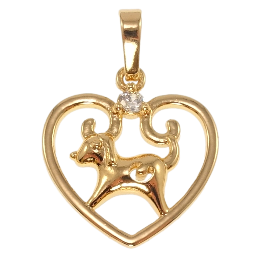 Кулон Xuping Позолота 18K Серце Знак Східного Зодіаку Собака для ланцюжка до 6мм фото №1