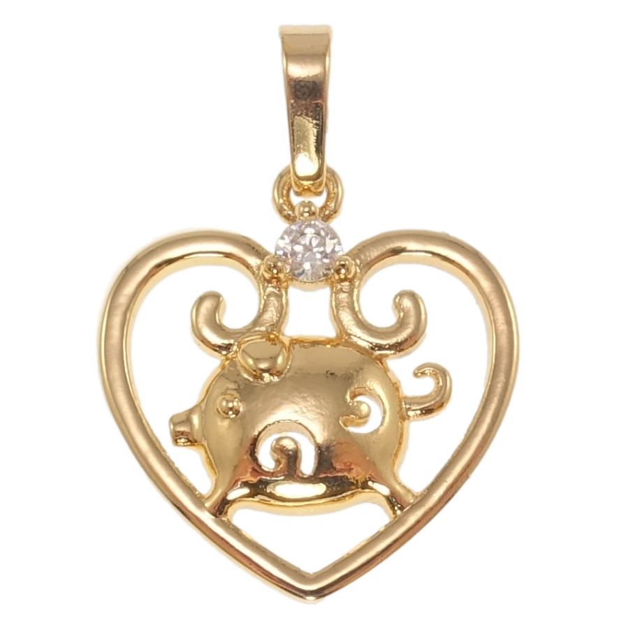 Кулон Xuping Позолота 18K Серце Знак Східного Зодіаку Свиня для ланцюжка до 6мм фото №1