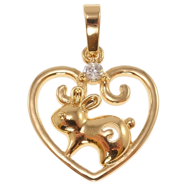 Кулон Xuping Позолота 18K Серце Знак Східного Зодіаку Кролик для ланцюжка до 6мм фото №8