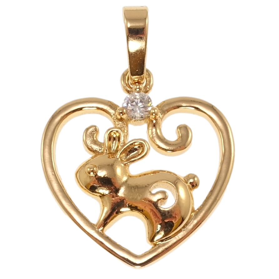 Кулон Xuping Позолота 18K Серце Знак Східного Зодіаку Кролик для ланцюжка до 6мм фото №1