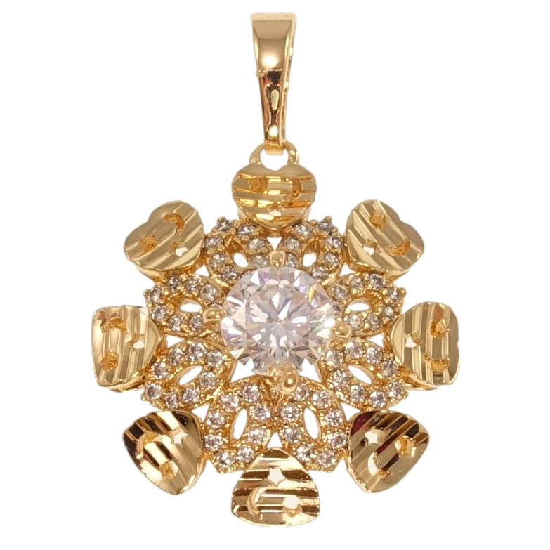Кулон Xuping Позолота 18K Декоративный цветок с цирконием для цепочки до 5мм фото №1