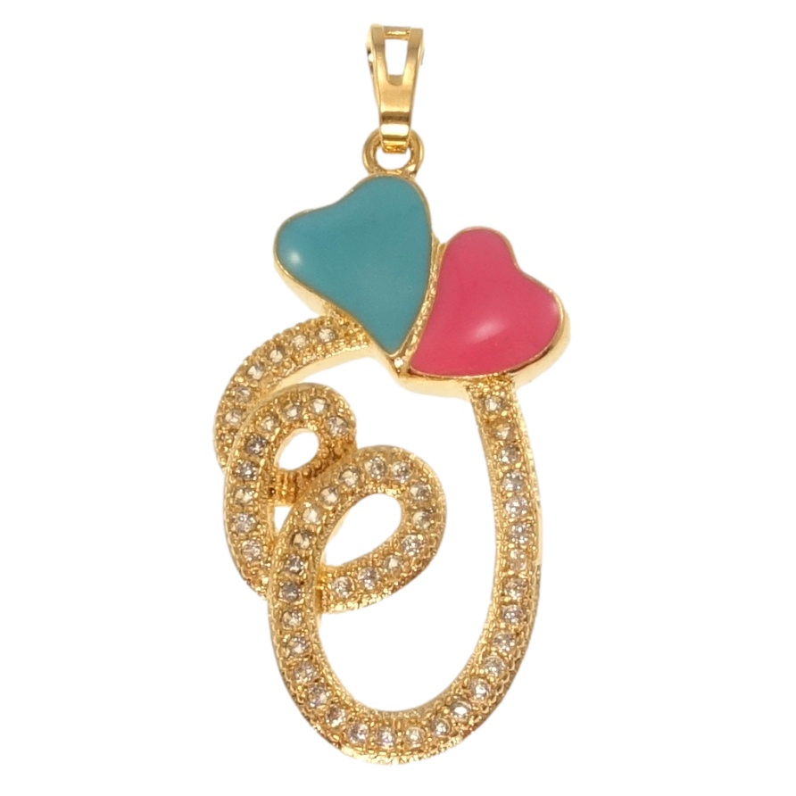 Кулон Xuping Позолота 18K Сердечки з кольоровою емаллю для ланцюжка до 5мм фото №1