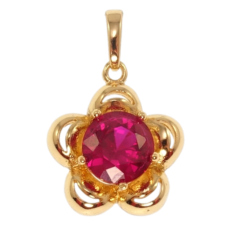 Кулон Xuping Позолота 18K Квіточка рожевий фіаніт для ланцюжка до 5мм фото №1