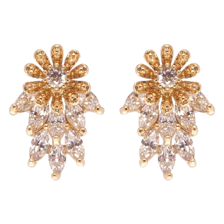 Сережки Xuping Позолота 18K пусети Квіточки з цирконієм фото №16