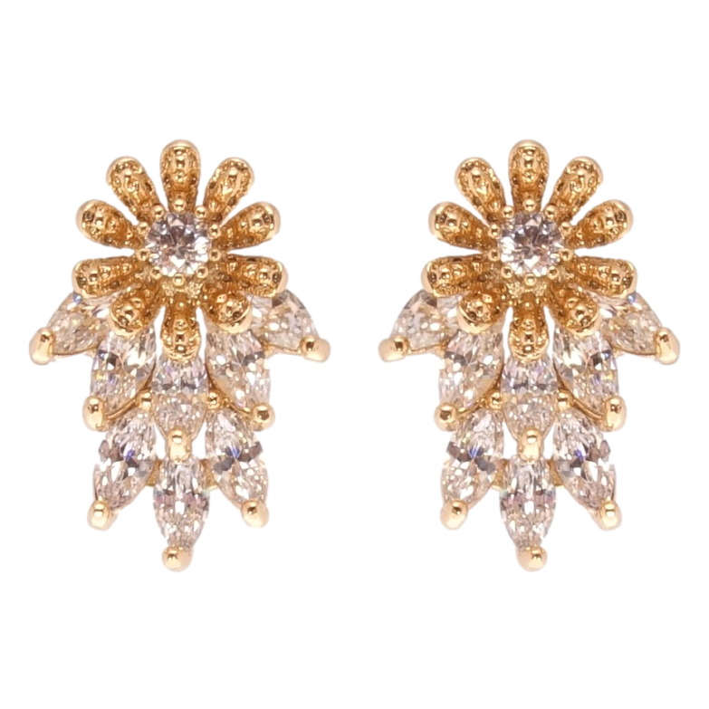 Сережки Xuping Позолота 18K пусети Квіточки з цирконієм фото №1