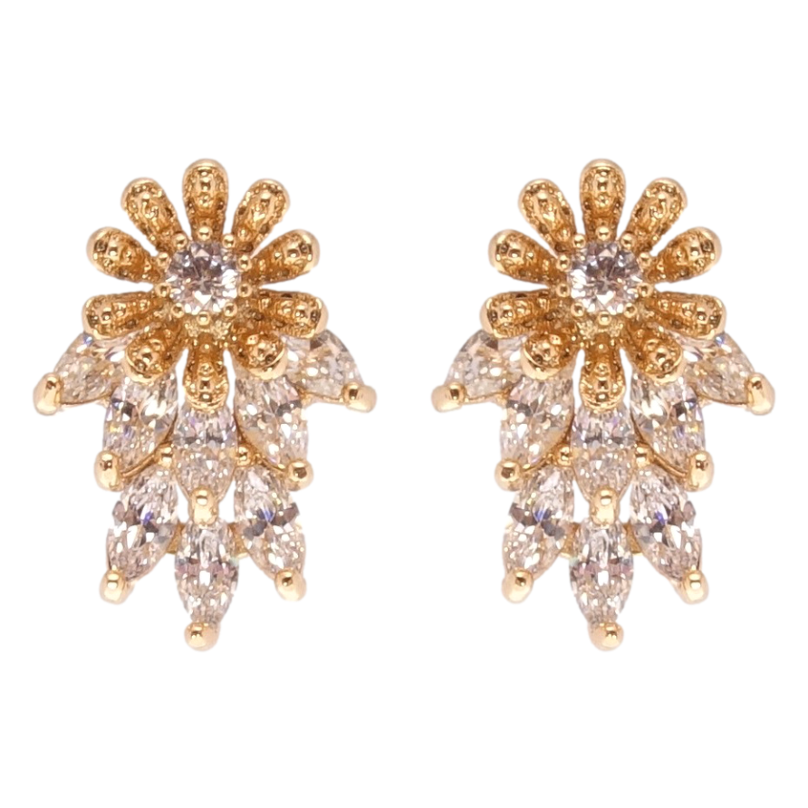 Сережки Xuping Позолота 18K пусети Квіточки з цирконієм фото №1