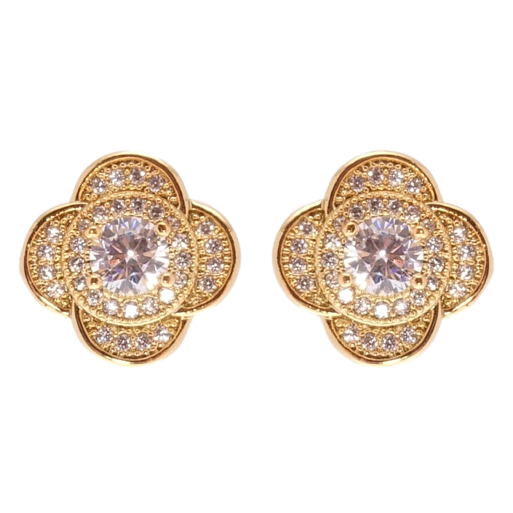 Сережки Xuping Позолота 18K пусети Квіточки з цирконієм фото №18