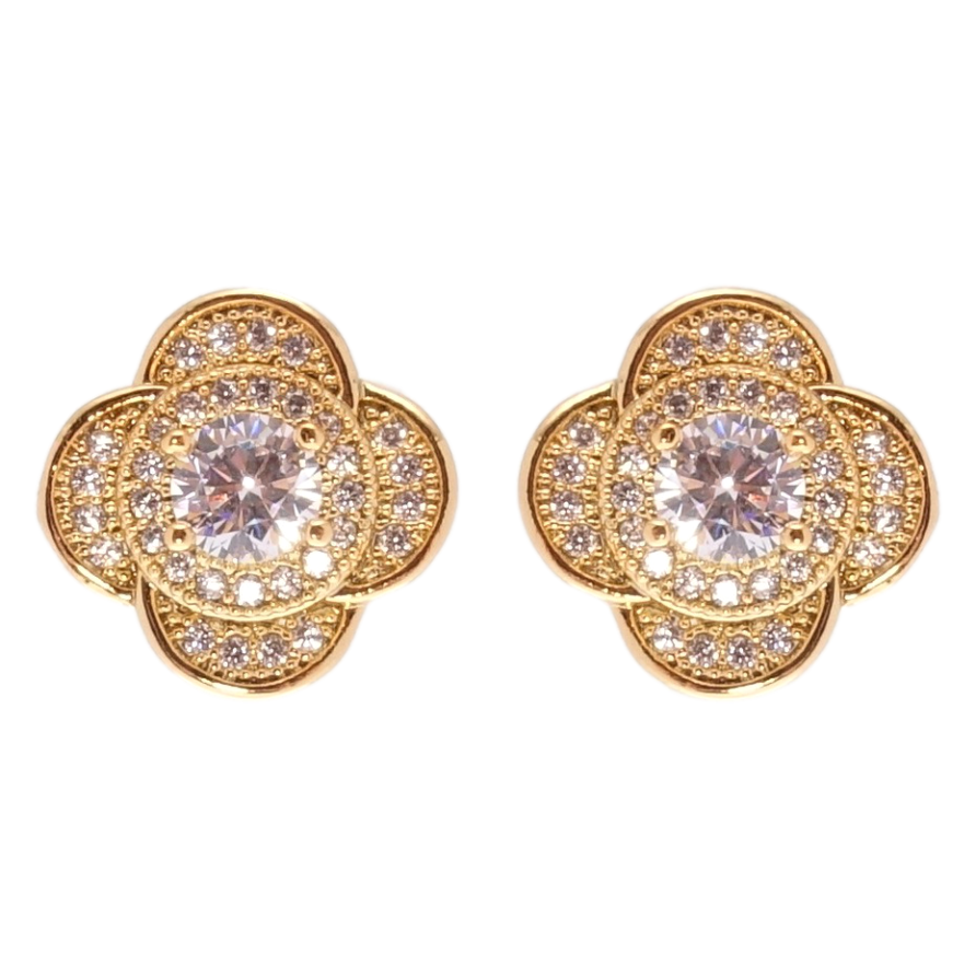 Сережки Xuping Позолота 18K пусети Квіточки з цирконієм фото №1