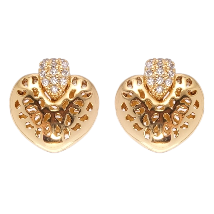 Серьги Xuping Позолота 18K пусеты Резные сердечки фото №10