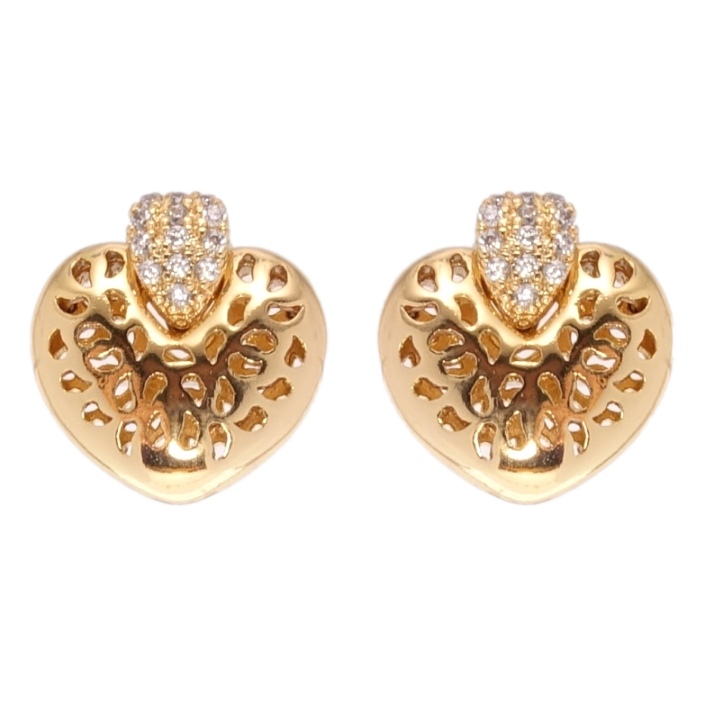 Серьги Xuping Позолота 18K пусеты Резные сердечки фото №4