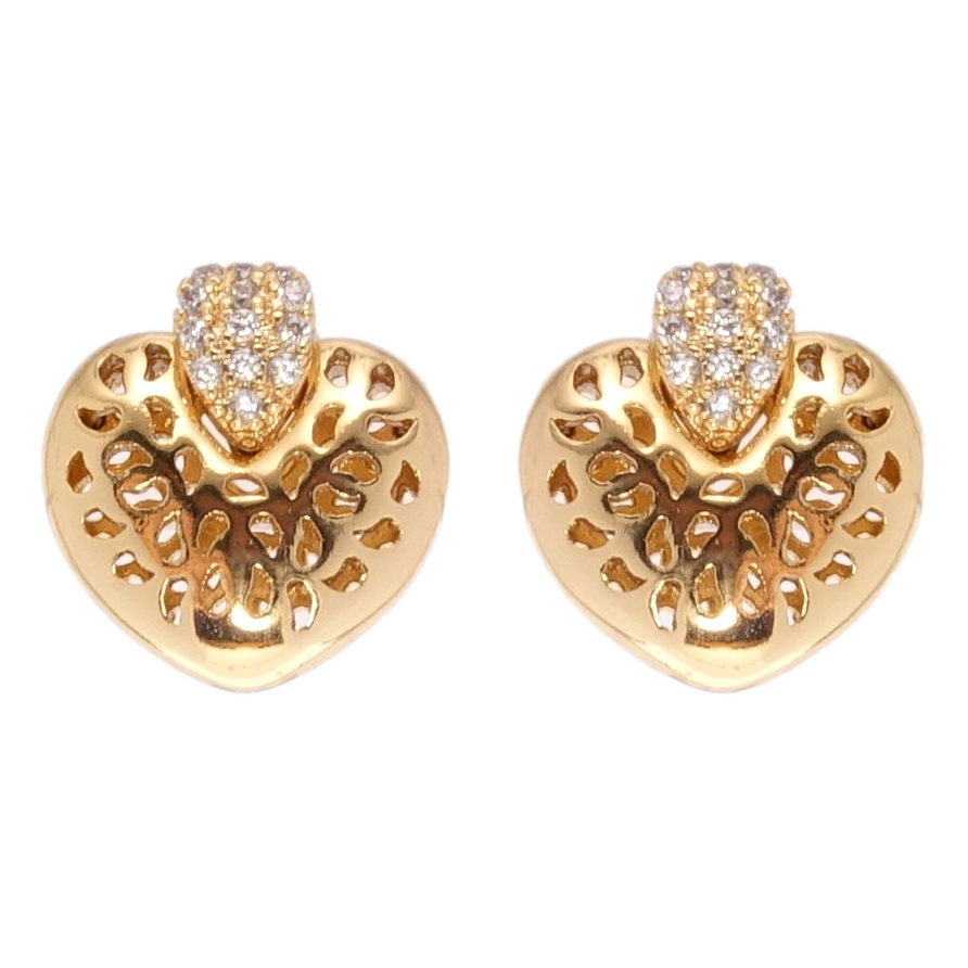 Серьги Xuping Позолота 18K пусеты Резные сердечки фото №1