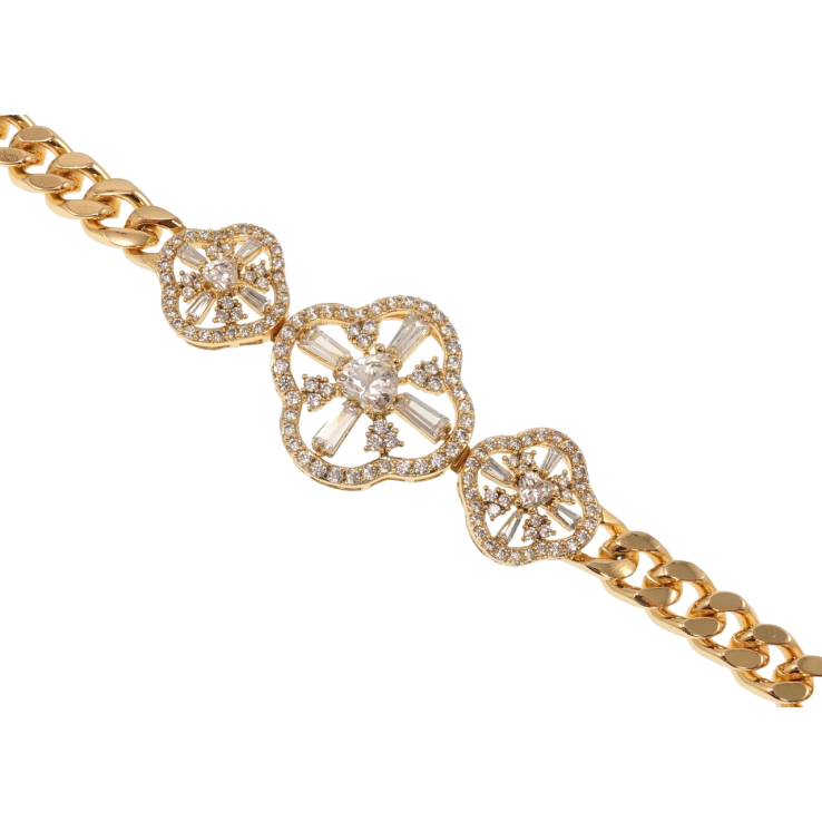 Браслет Xuping Позолота 18K Цветочки с фианитами длина с доп.замком 17,19.5см х 7мм фото №25