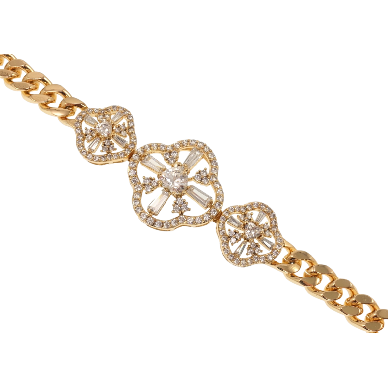 Браслет Xuping Позолота 18K Цветочки с фианитами длина с доп.замком 17,19.5см х 7мм фото №22