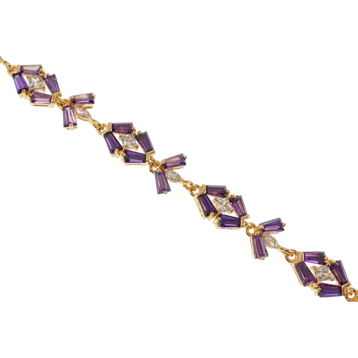Браслет Xuping Позолота 18K Инкрустация сиреневыми фианитами длина с доп.замком 18.5,21.5см х 8-10мм фото №16