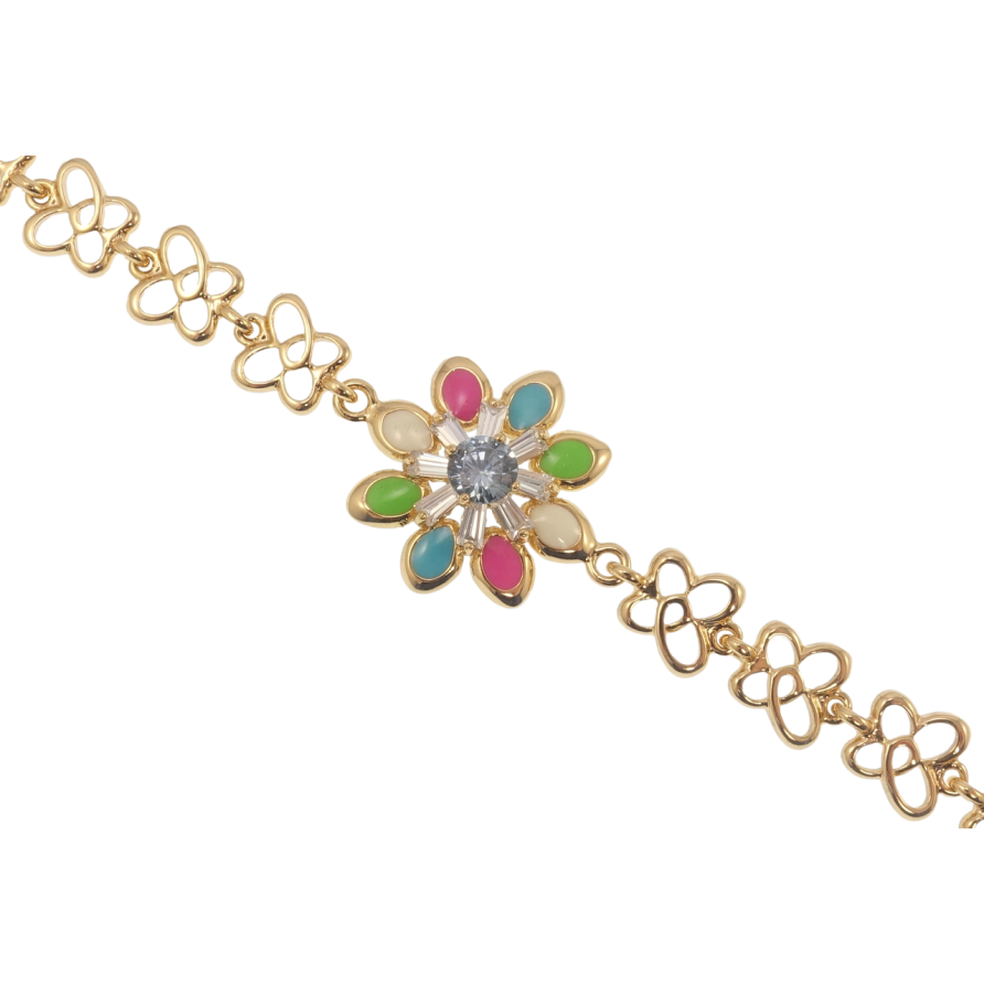 Браслет Xuping Позолота 18K Бабочки и цветок с цветной эмалью длина с доп.замком 17,20см х 8мм фото №1