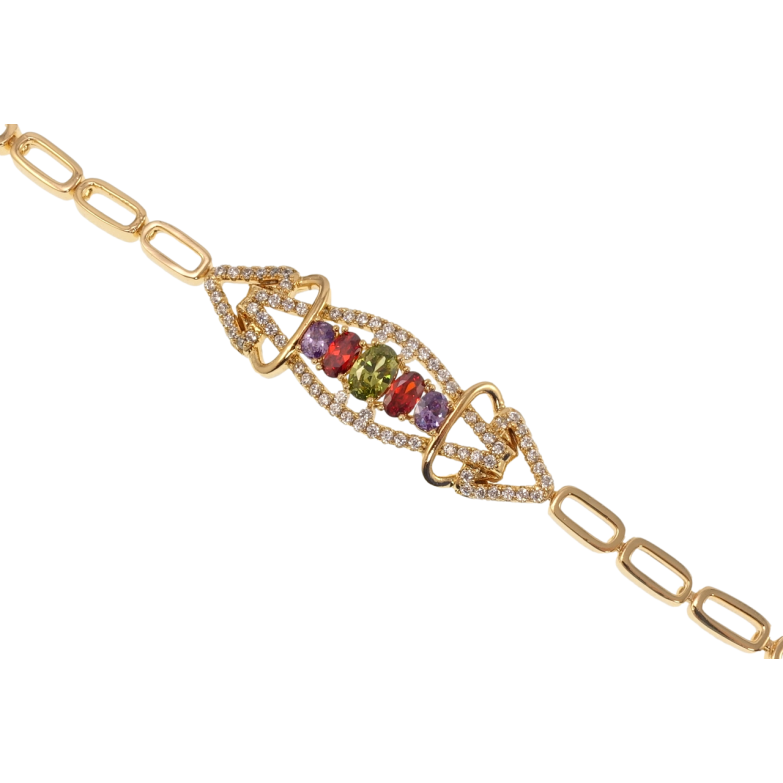 Браслет Xuping Позолота 18K Вставка з кольоровими фіанітами довжина з дод. замком 17,19см х 4мм фото №1
