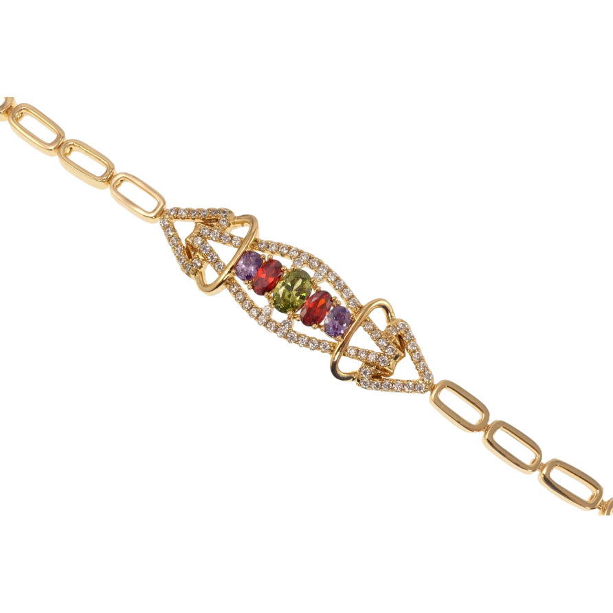 Браслет Xuping Позолота 18K Вставка с цветными фианитами длина с доп.замком 17,19см х 4мм фото №1
