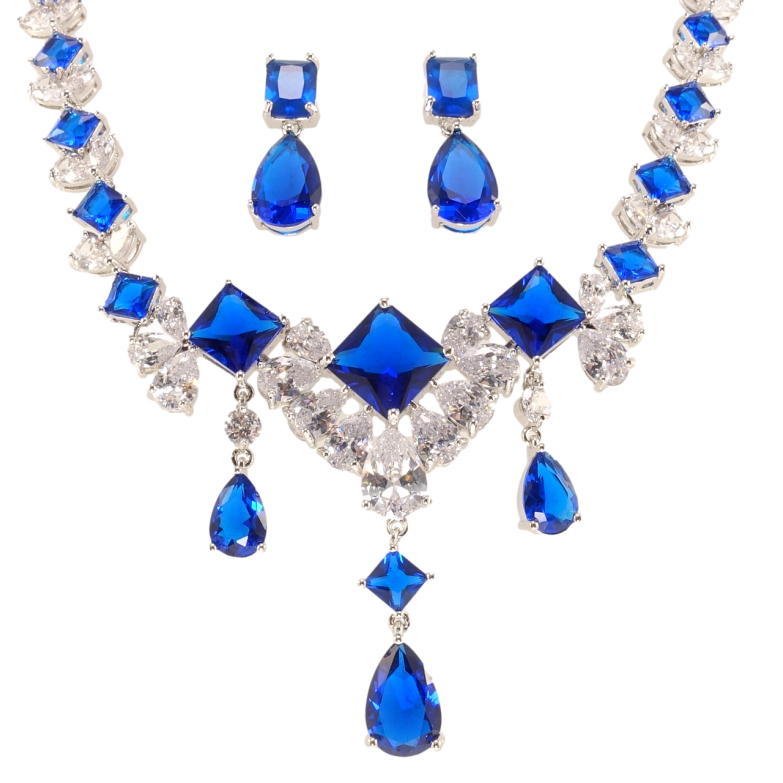 Набор Xuping Родий Серьги Колье Кристальная роскошь размер 40см х 7-9мм фото №1