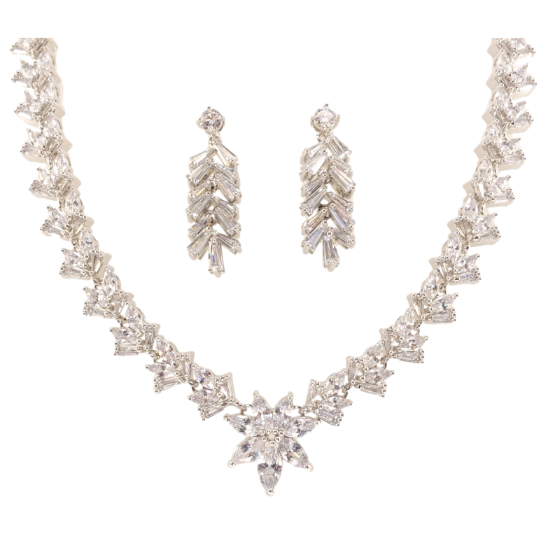 Набір Xuping Родій Сережки Кольє Кристальна ліана розмір 42см х 9мм фото №1 Набір Xuping Родій Сережки Кольє Кристальна ліана розмір 42см х 9мм фото №1