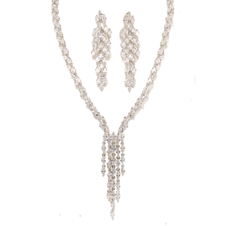 Набір Xuping Родій Сережки Кольє Кристальна композиція розмір 42,5см х 5мм фото №1