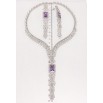 Набор Xuping Родий Серьги Колье Композиция из бело-сиреневых фианитов размер 42см х 7-11мм фото №2
