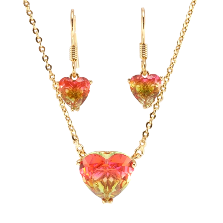 Набір Xuping Позолота 18K Сережки Кулон на ланцюжку Кольорові кришталеві серця розмір 49-55см х 1мм фото №18