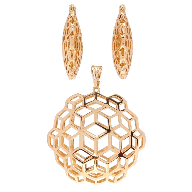 Набір Xuping Позолота 18K Сережки Кулон Різний геометричний орнамент фото №1