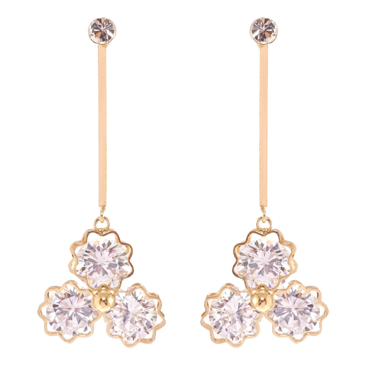 Сережки Xuping Позолота 18K пусети Квіточки з фіанітами фото №19