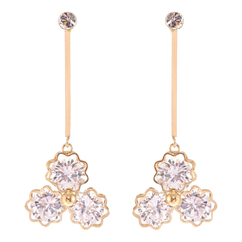 Сережки Xuping Позолота 18K пусети Квіточки з фіанітами фото №1