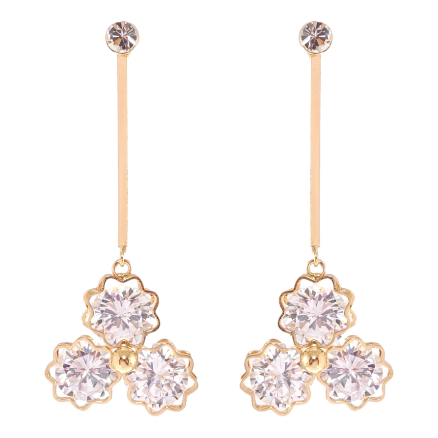 Сережки Xuping Позолота 18K пусети Квіточки з фіанітами фото №1