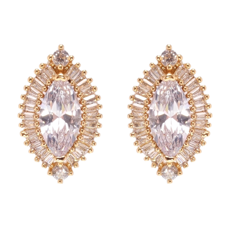 Серьги Xuping Позолота 18K пусеты Фианиты в обрамлении циркония фото №14