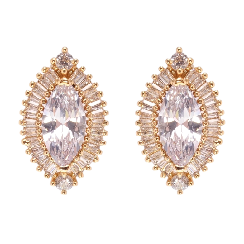 Серьги Xuping Позолота 18K пусеты Фианиты в обрамлении циркония фото №1