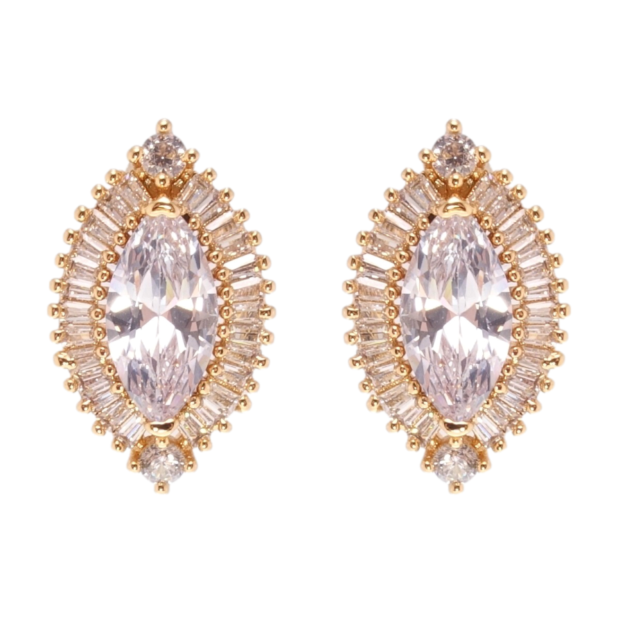 Серьги Xuping Позолота 18K пусеты Фианиты в обрамлении циркония фото №1