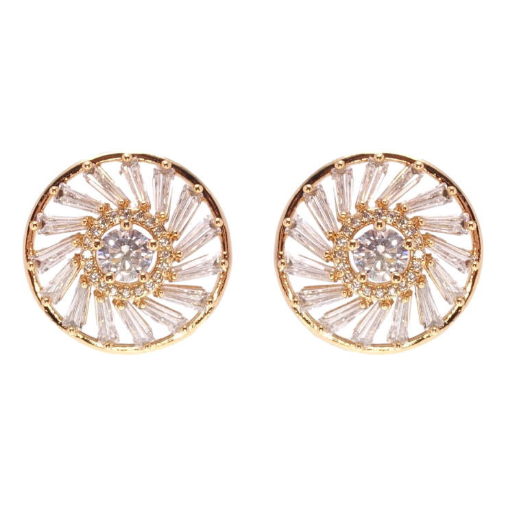 Серьги Xuping Позолота 18K пусеты Круги с цирконием ø 20мм фото №5