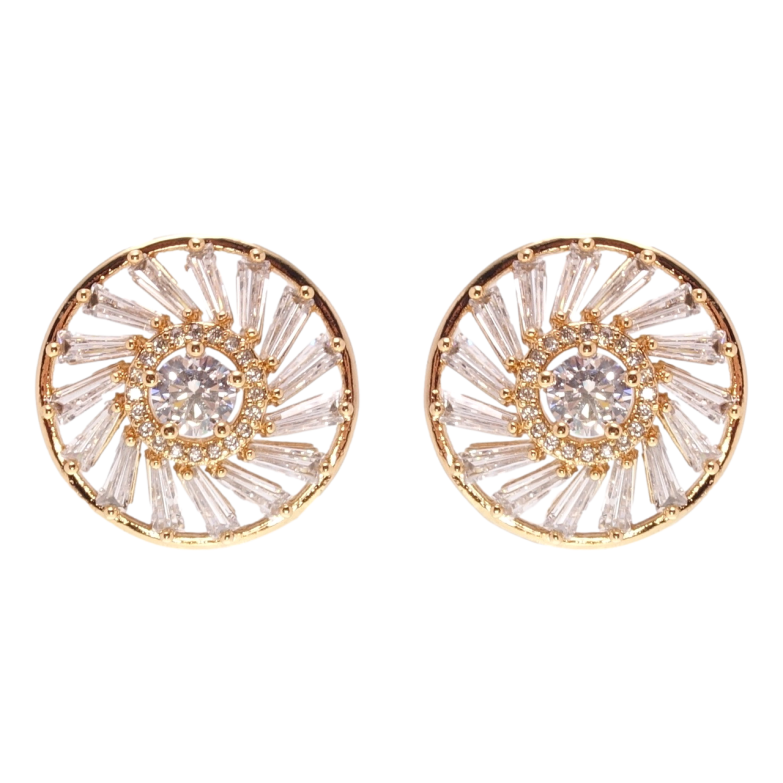 Серьги Xuping Позолота 18K пусеты Круги с цирконием ø 20мм фото №1