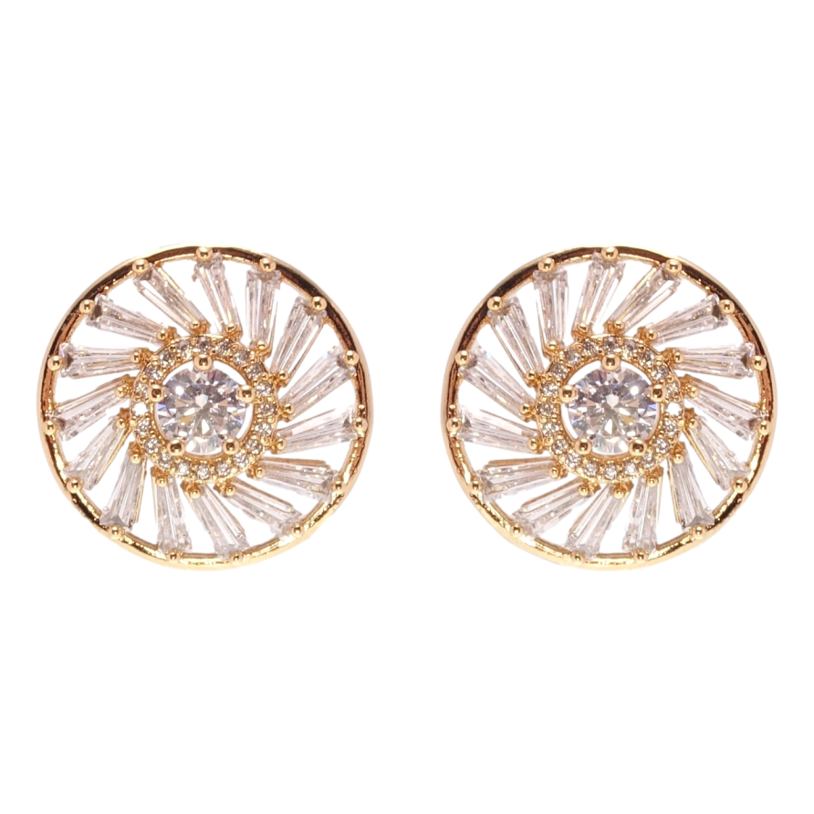 Серьги Xuping Позолота 18K пусеты Круги с цирконием ø 20мм фото №1