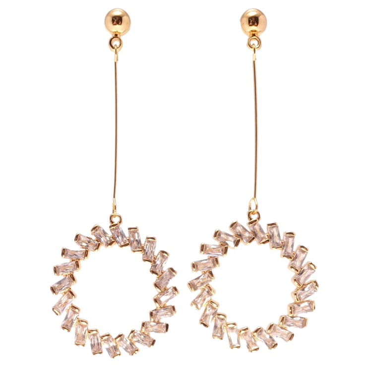 Серьги Xuping Позолота 18K пусеты Кольца с фианитами фото №21