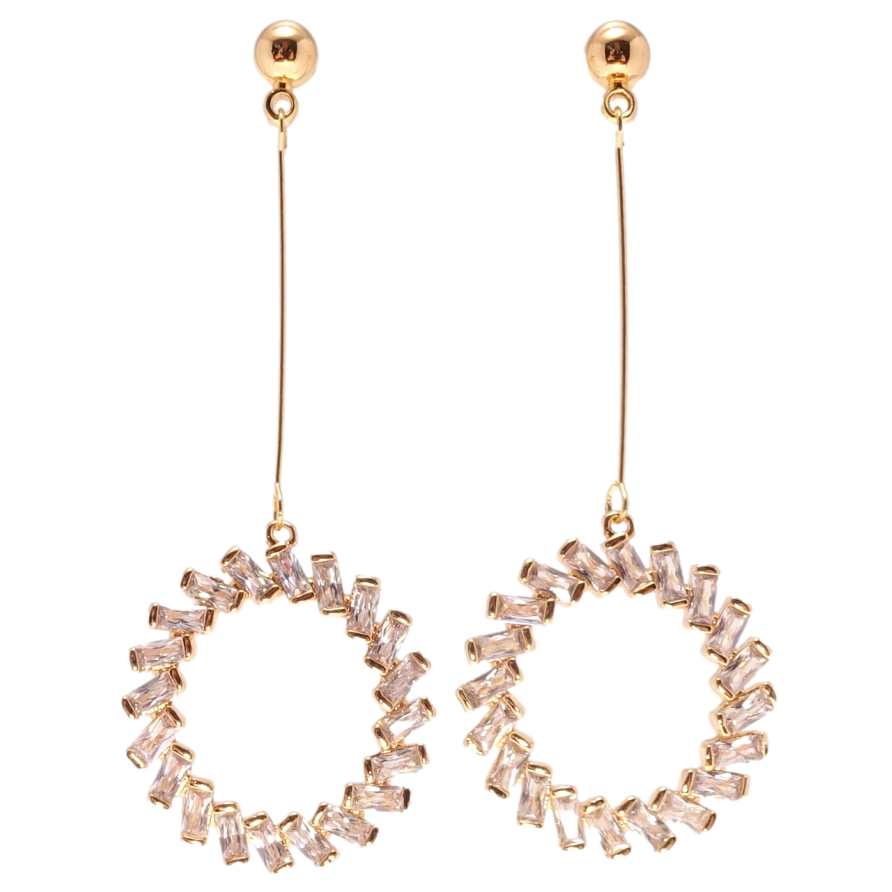 Сережки Xuping Позолота 18K пусети колечка з фіанітами. фото №1