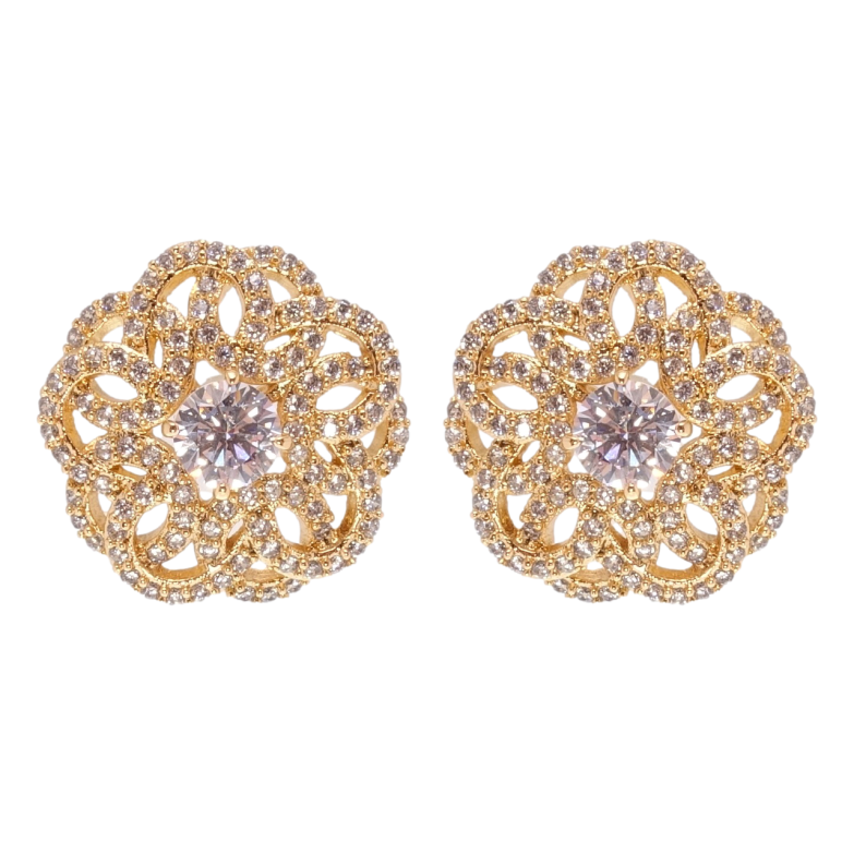 Серьги Xuping Позолота 18K пусеты Цветочки инкрустация цирконием фото №1