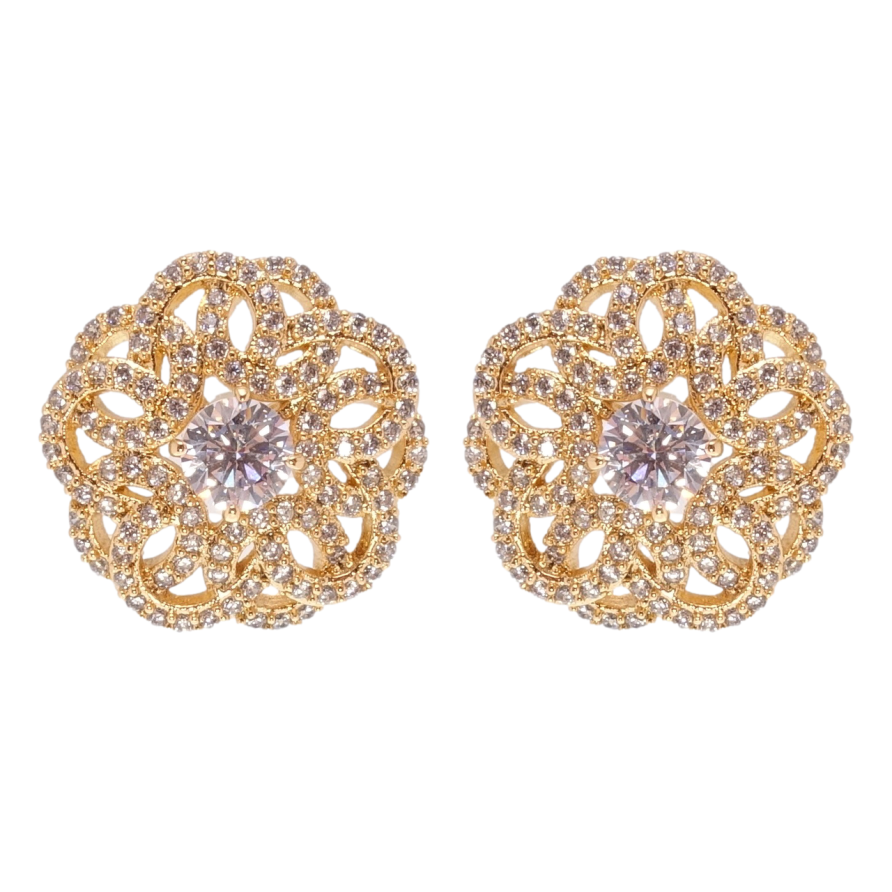 Сережки Xuping Позолота 18K пусети Квіточки інкрустація цирконієм фото №1