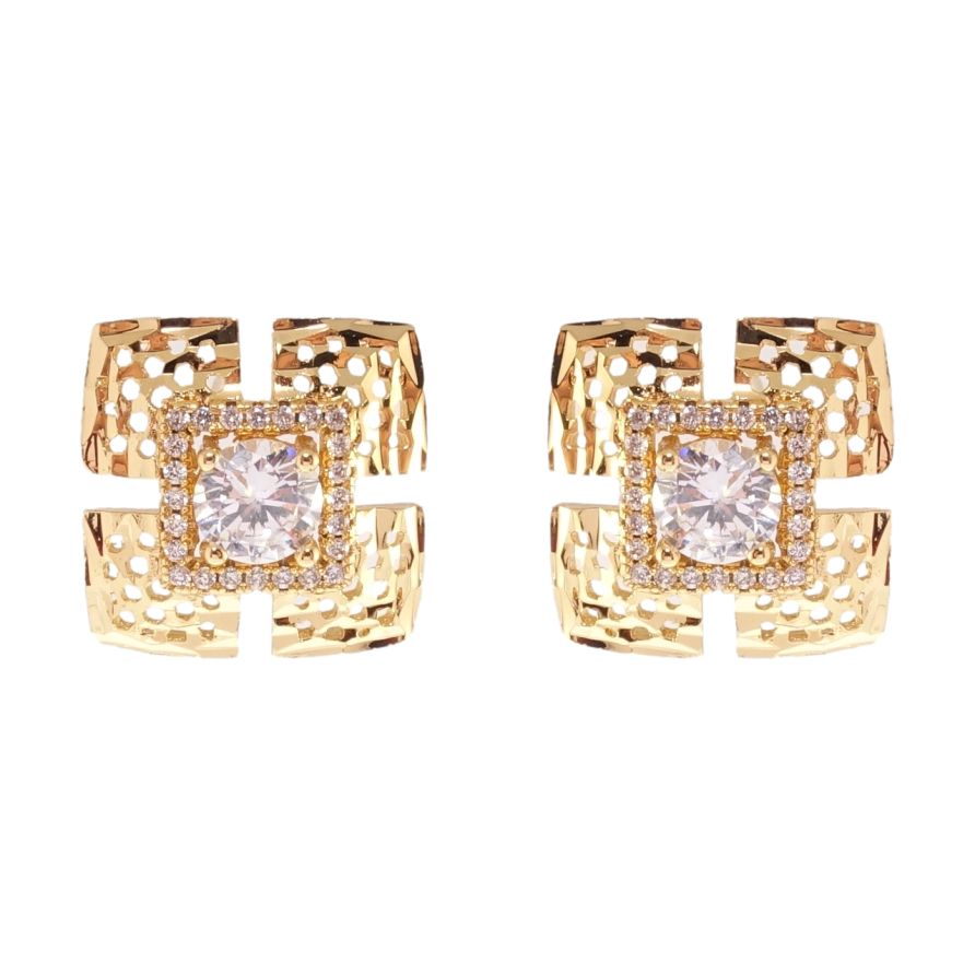 Серьги Xuping Позолота 18K пусеты Цветочки 16х16мм фото №1