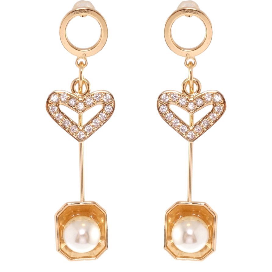 Серьги Xuping Позолота 18K пусеты Подвески с сердечками и жемчугом фото №1